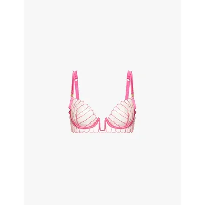 Bluebella Womens  Imogen Sheer Recycled-polyester Bra In Fuchsia Pink/sheer