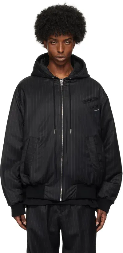 Bluemarble Black Hooded Bomber Jacket In Gry