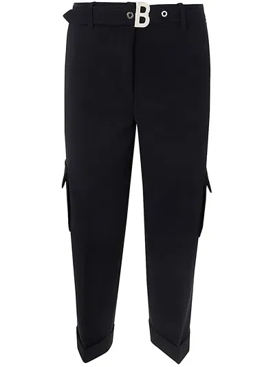 Blugirl Cady Stretch Wool Cargo Trousers In Black