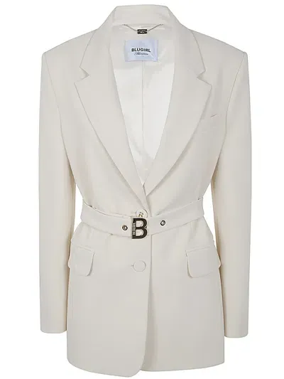 Blugirl Crepe Stretch Belt Jacket In Blanco