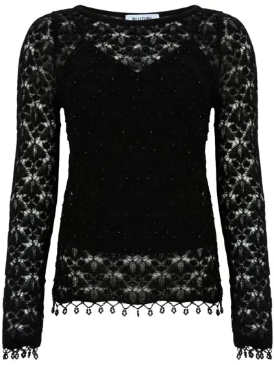 Blugirl Crochet Knit Top In Black