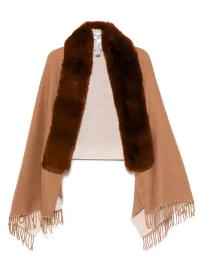 Blugirl Faux-fur-trim Scarf In 褐色