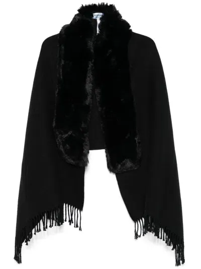 Blugirl Faux-fur-trim Scarf In Black