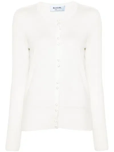 Blugirl Fine-knit Cardigan In Blanco