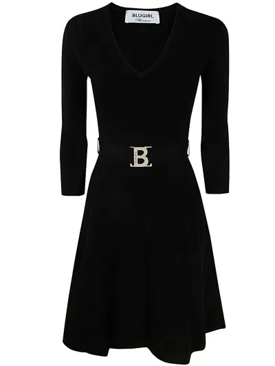 Blugirl Knit Flared Dress In Black