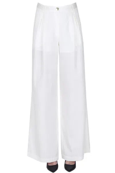 Blugirl Lurex Stripes Wide Trousers In Cream