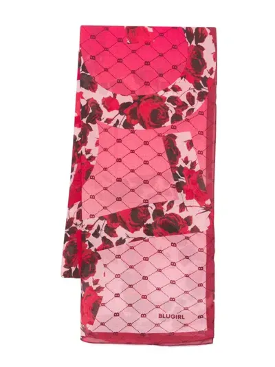 Blugirl Mix-print Scarf In Pink