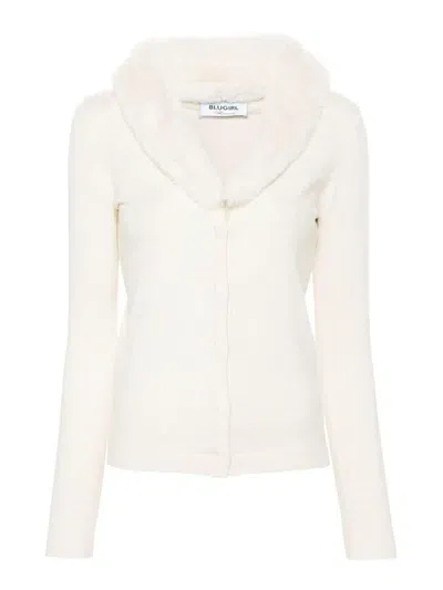 Blugirl Faux-fur Cardigan In Crema