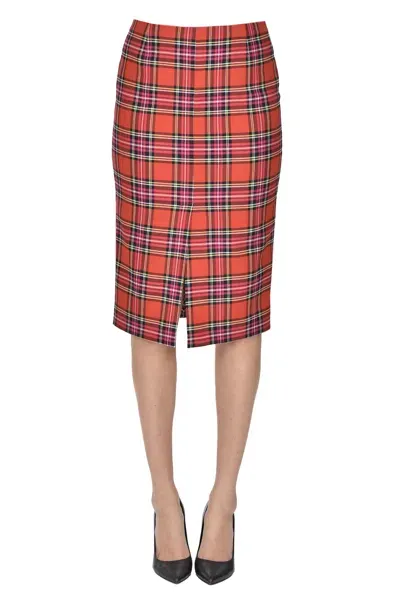 Blugirl Tartan Print Pencil Skirt In Red