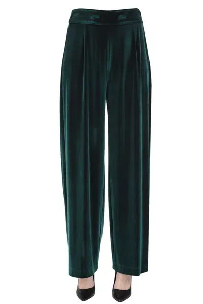 Blukey Velvet Wide Leg Trousers In Dark Green