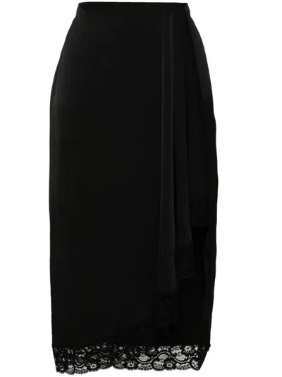 Blumarine Lace-panel Pencil Skirt In Black