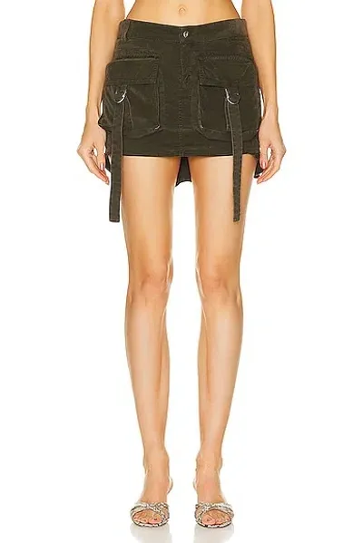 Blumarine Cargo Mini Skirt In Dark Olive