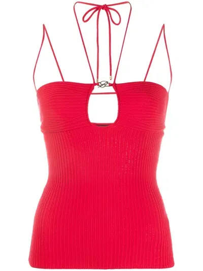 Blumarine Cut-out Ribbed Top In Rot