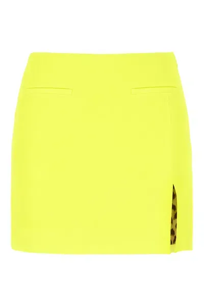 Blumarine Fluo Yellow Stretch Polyester Mini Skirt In N0250