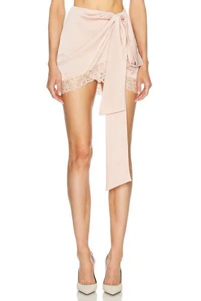 Blumarine Lace Mini Skirt In Silver Pink