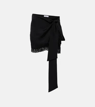 Blumarine Lace-trimmed Draped Miniskirt In Black