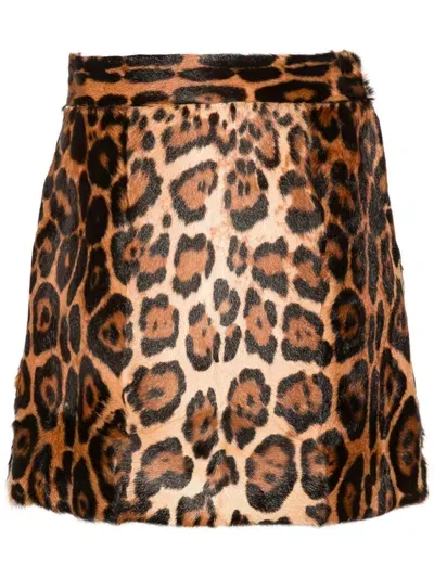 Blumarine Leopard-print Mini Skirt In Brown