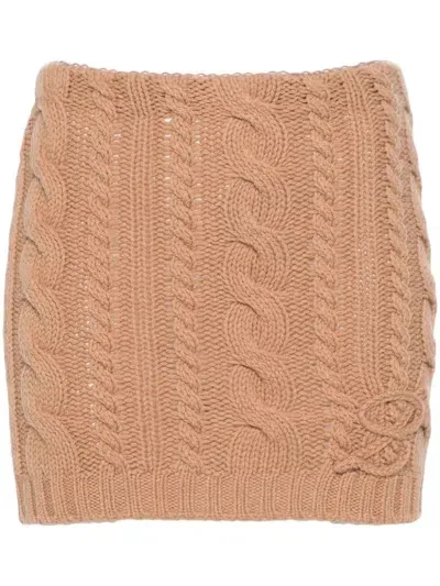 Blumarine Logo-embroidered Mini Skirt In Brown