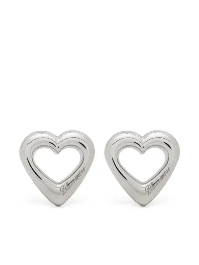 Blumarine Logo-engraved Stud Earrings In Silver