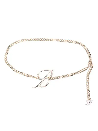 Blumarine Logo-pendant Chain Belt In Gold