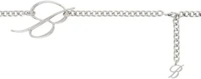 Blumarine Logo-pendant Chain Belt In Grey