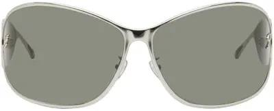 Blumarine Silver Wraparound Sunglasses In N0992 Silver