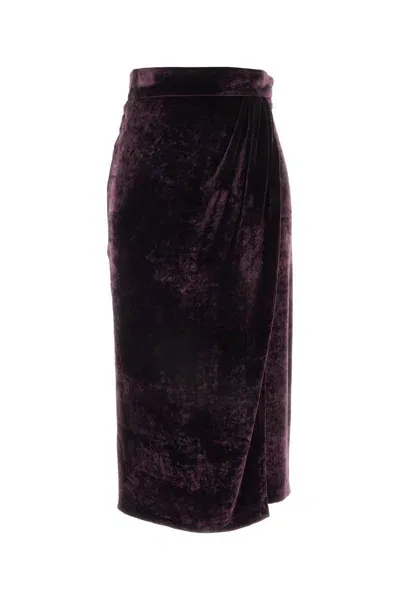 Blumarine Fluid Velvet Wrapped Midi Skirt In Multicolor