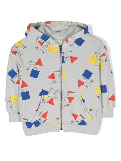 Bobo Choses Kids' Bicy Graphic-print Zip-up Hoodie In Grey