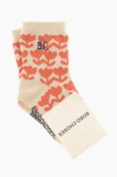 Bobo Choses Floral-motif Long Socks In Brown