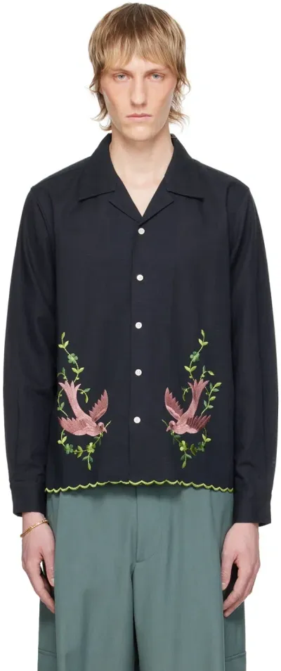 Bode Black Rosefinch Shirt