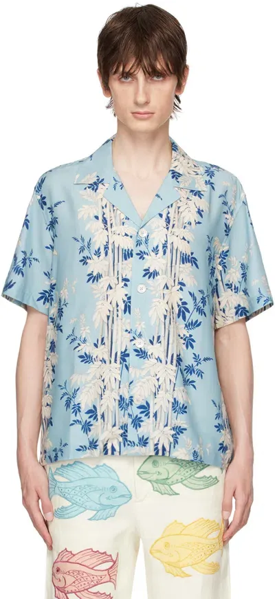 Bode Blue Bamboo Forest Shirt In Blue Multi