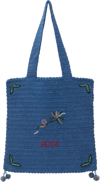 Bode Blue Laurel Crochet Tote