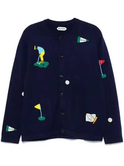 Bode Golf Cardigan In Blue