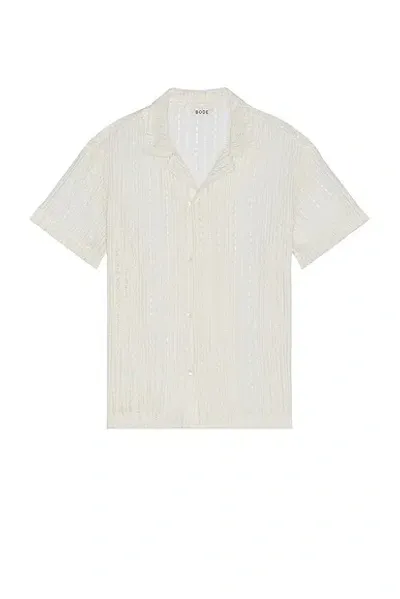 Bode Meandering Lace Short Sleeve Shirt In White