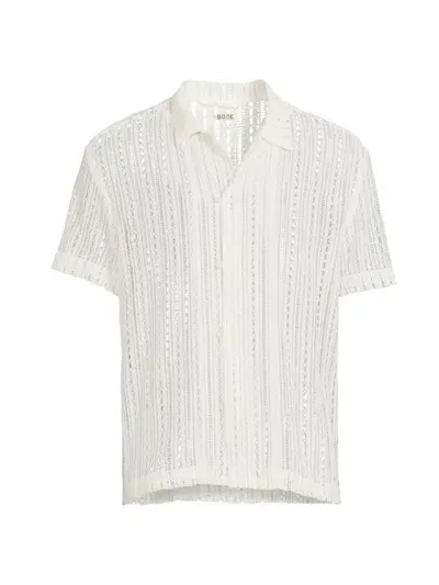 Bode Men's The Crane Estate Meandering Lace Short-sleeve Shirt In Natural