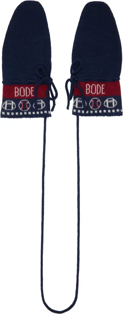 Bode Navy & Burgundy Sporting Jacquard Mittens In Namrn Navy Maroon