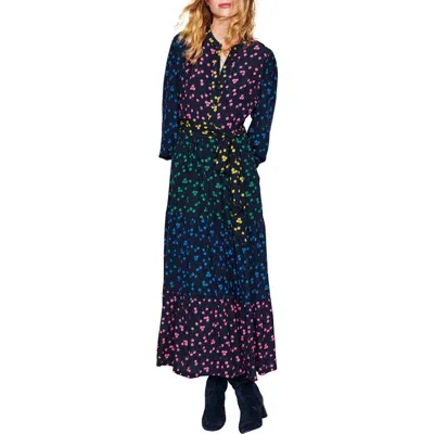 Boden Alba Floral Long Sleeve Maxi Shirtdress In Fruit Dove Spring