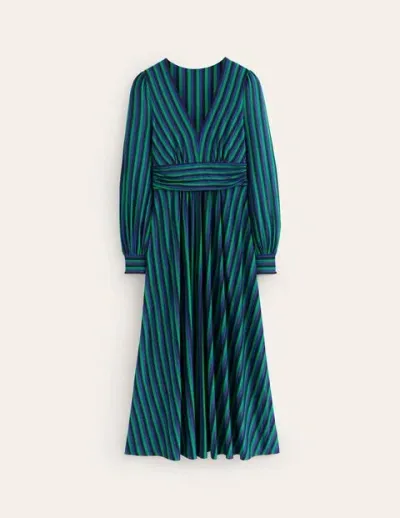 Boden Daphne Jersey Maxi Dress Rich Emerald, Mazarine Stripe Women  In Rich Emerald/ Mazarine Stripe