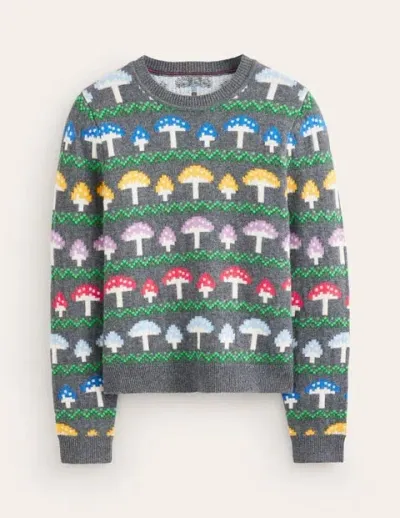 Boden Edie Fair Isle Sweater Grey Mushroom Women