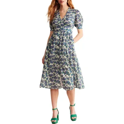 Boden Elsa Floral Print Midi Dress In Surf The Web Paisley Wave