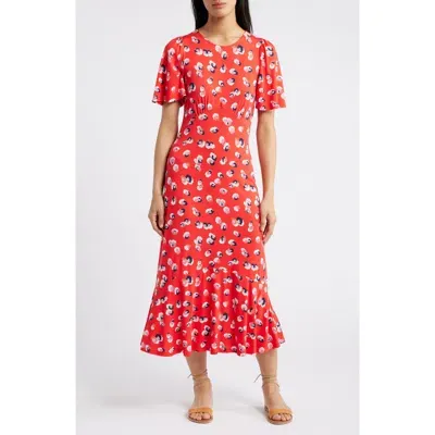 Boden Felicity Jersey Maxi Dress In Flame Scarlet, Botanical Petal