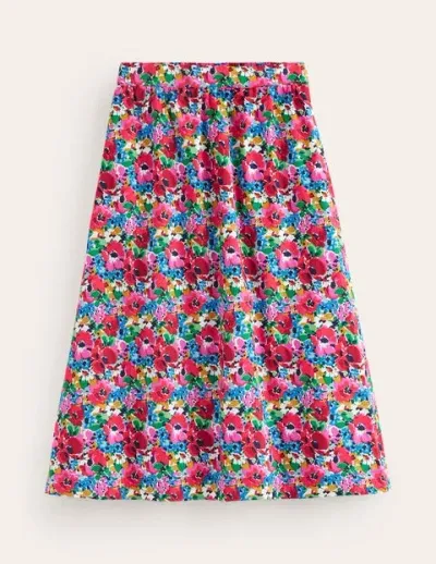 Boden Hattie Poplin Midi Skirt Multi, Wild Poppy Women