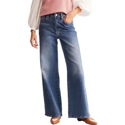 Boden High Waist Wide Leg Jeans In Mid Wash