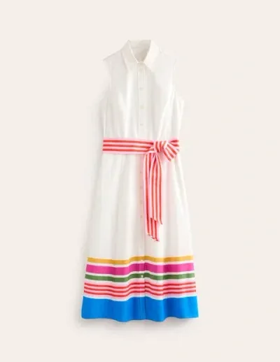 Boden Kate Sleeveless Shirt Dress Ivory And Multistripe Women