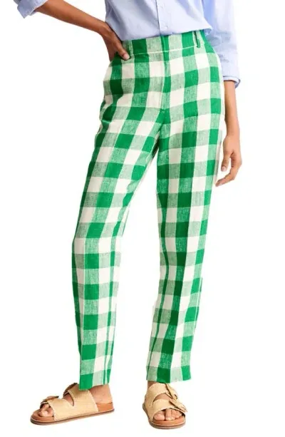 Boden Kew Linen Pants In Green Gingham