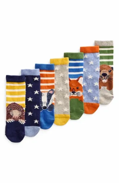 Boden Kids' Assorted 7-pack Crew Socks In Woodland Animals