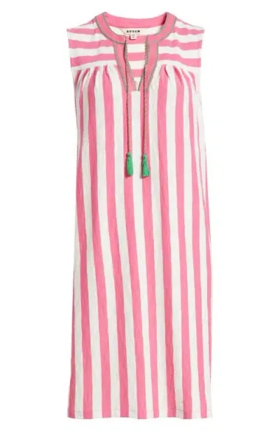 Boden Nadine Stripe Cotton Shift Dress In Sangria Sunset Ivory Stripe