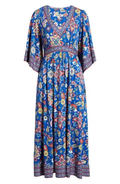 Boden Print Long Sleeve Jersey Maxi Dress In Surf The Web Botanical Sprig