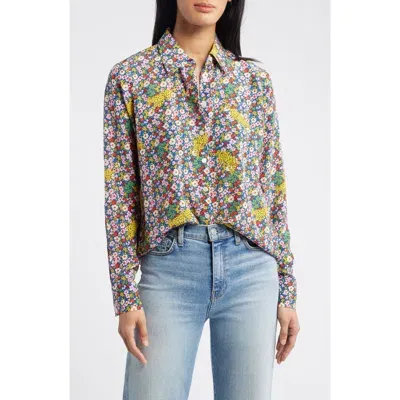 Boden Sienna Floral Silk Button-up Shirt In Multi, Leopard Bud