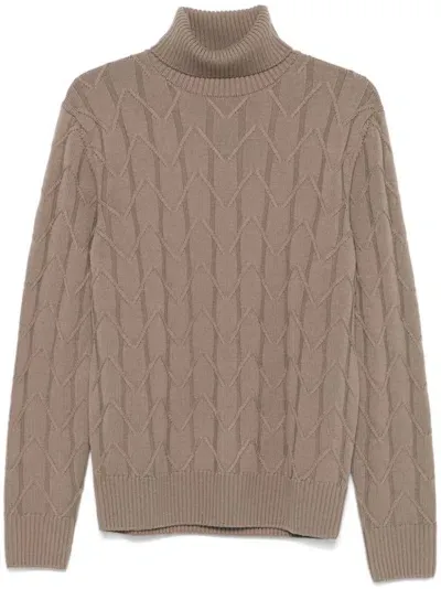 Boggi Milano Cable-knit Sweater In Brown